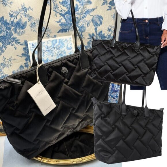 🆕 KURT GEIGER LONDON 🧿 NWOT Recycled Nylon Drench Shopper Tote Bag, Black - Picture 1 of 12
